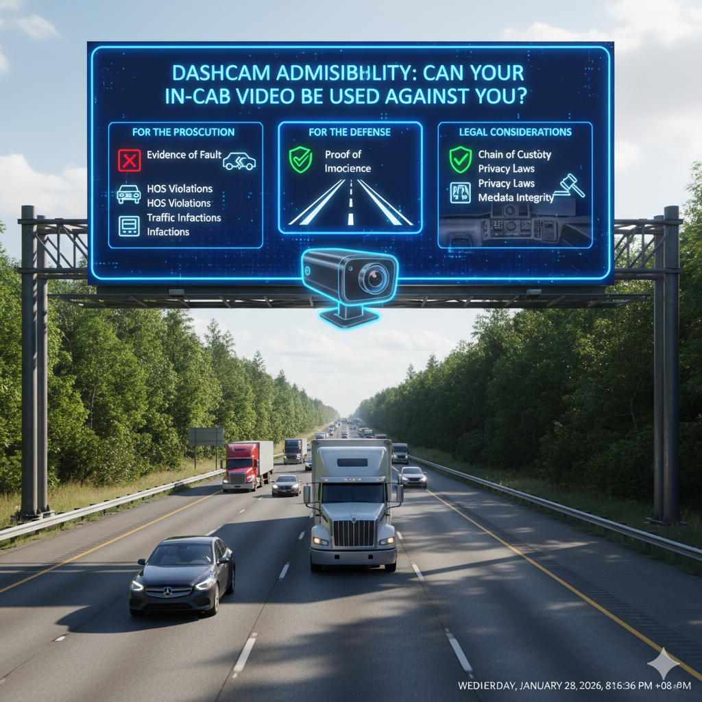 In-cab dashcam video evidence used in accident and liability cases