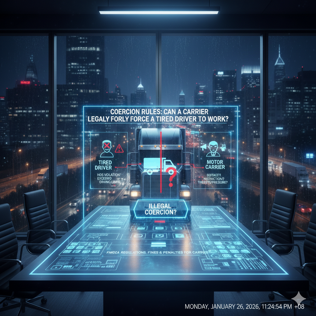 Can a carrier force a tired truck driver to work under FMCSA rules