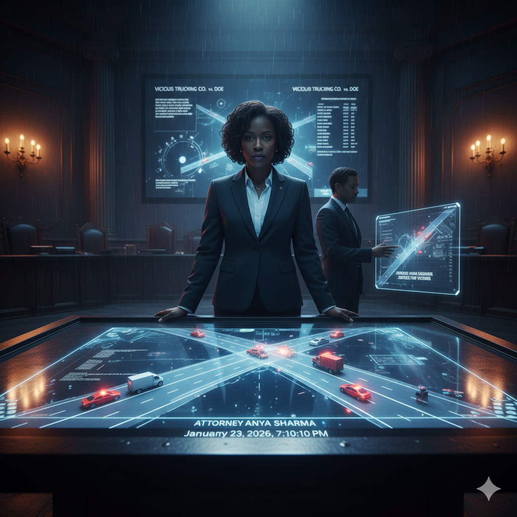 Truck accident attorney consulting injured client after a commercial truck crash