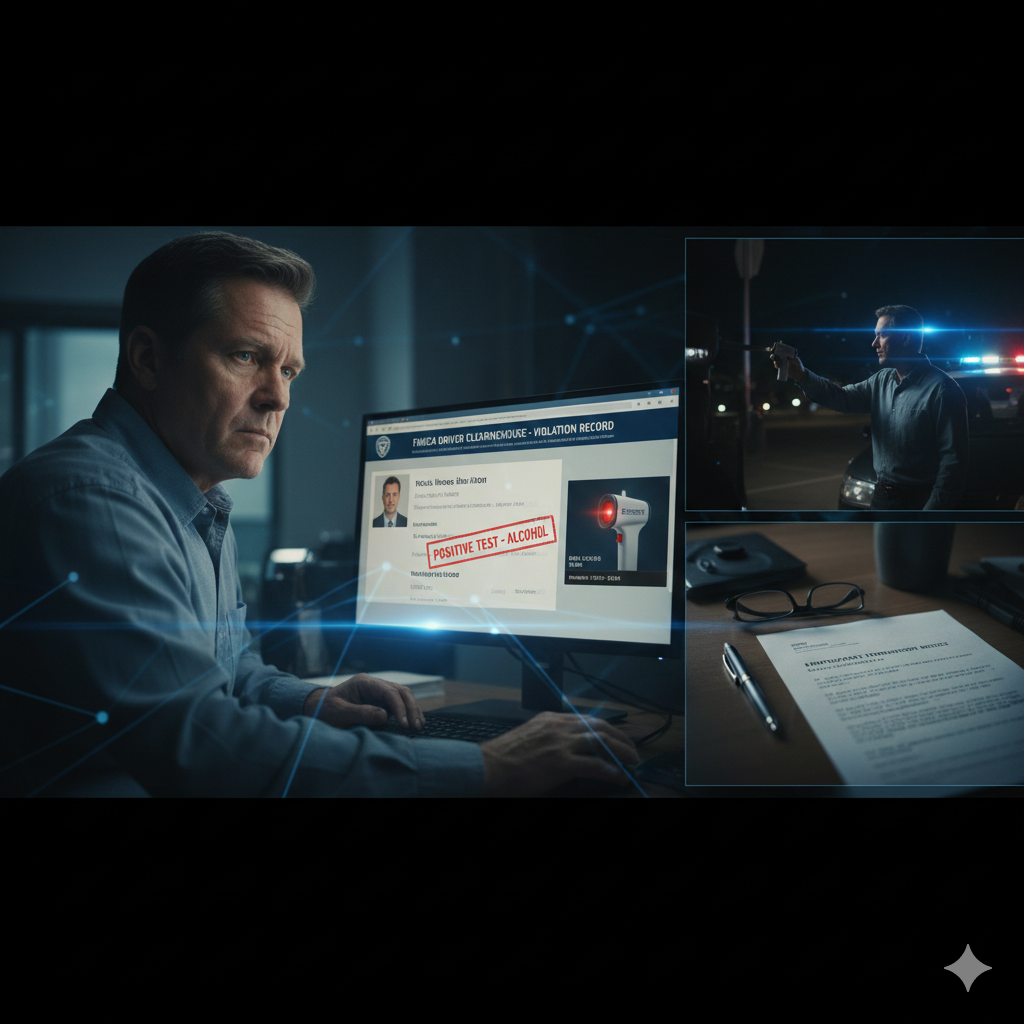 Employer reviewing FMCSA Clearinghouse records for CDL driver compliance