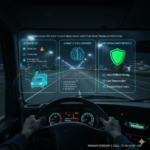 AI-powered predictive analytics system monitoring truck performance to prevent highway accidents